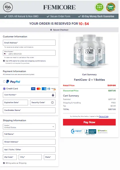FemiCore order page